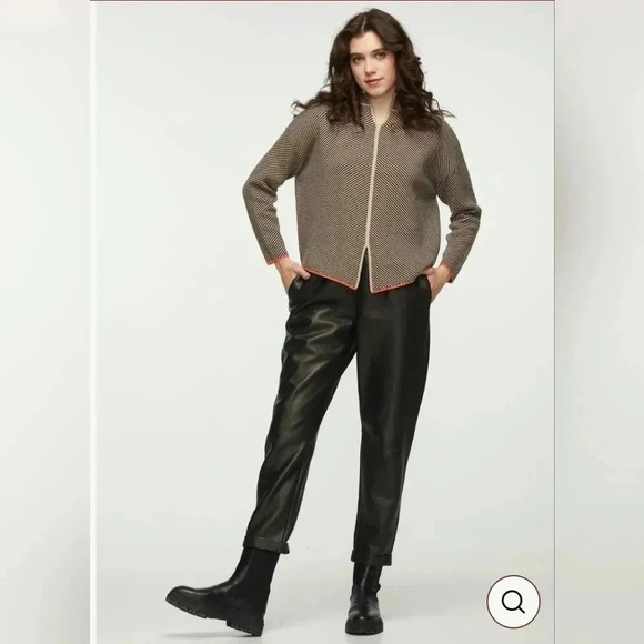 Zaket & Plover Womens Sz M Black/Brown Stripe Pullover Sweater Cotton Cashmere - Picture 3 of 8